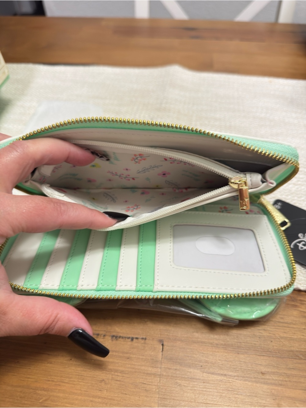 Loungefly Mint Green and White Floral Bow Kids Mini Backpack & Wallet Set - Picture 9 of 10